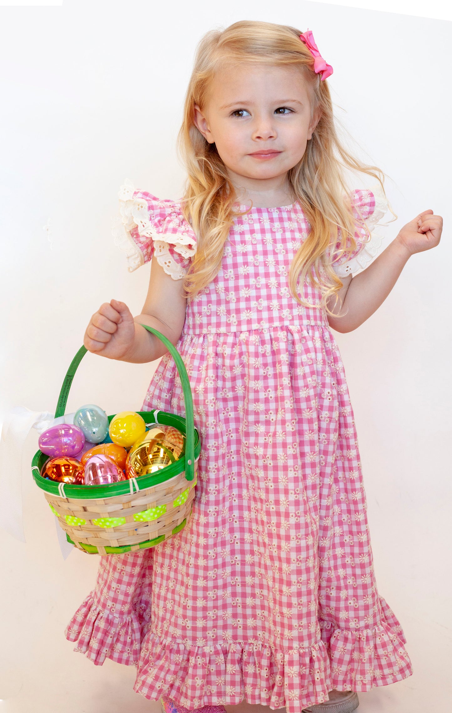 The Daisy Eyelet Easter Gingham Dress