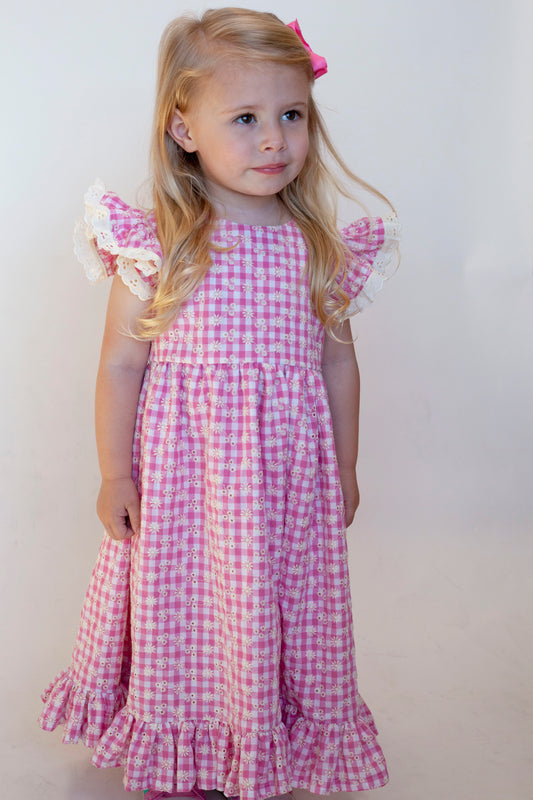 The Daisy Eyelet Easter Gingham Dress