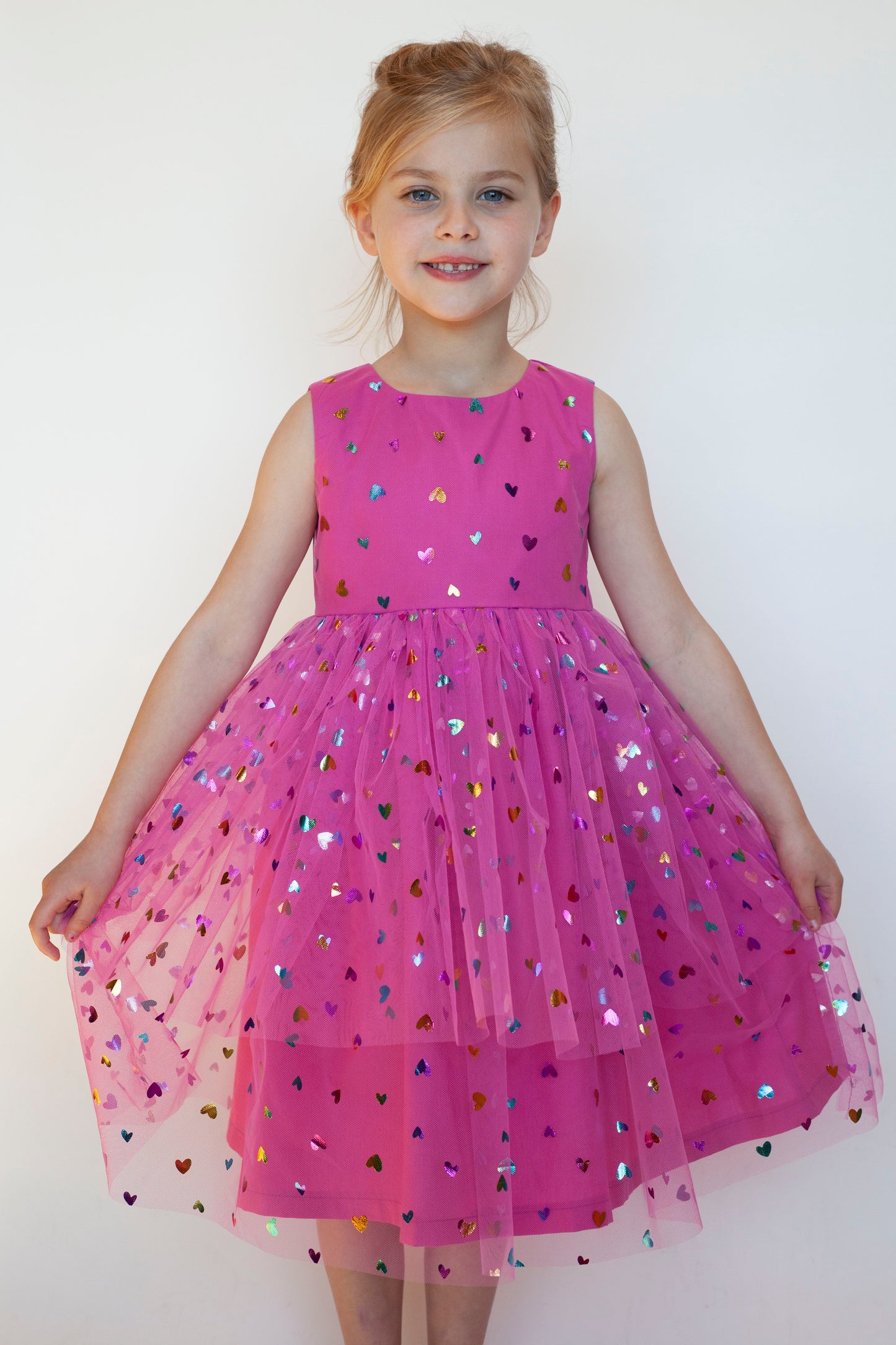 Pink Rainbow Hearts Confetti Dress
