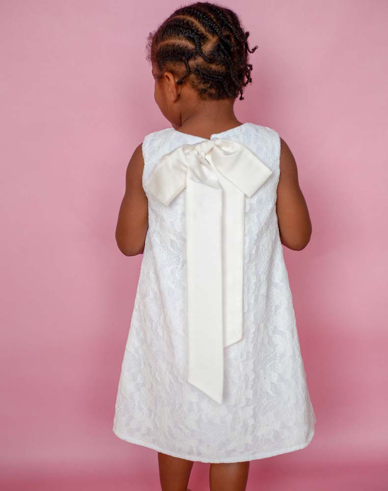 White floral lace flower girl dress