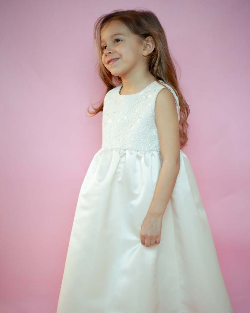 Evelyn James Lace Satin Flower Girl Dress