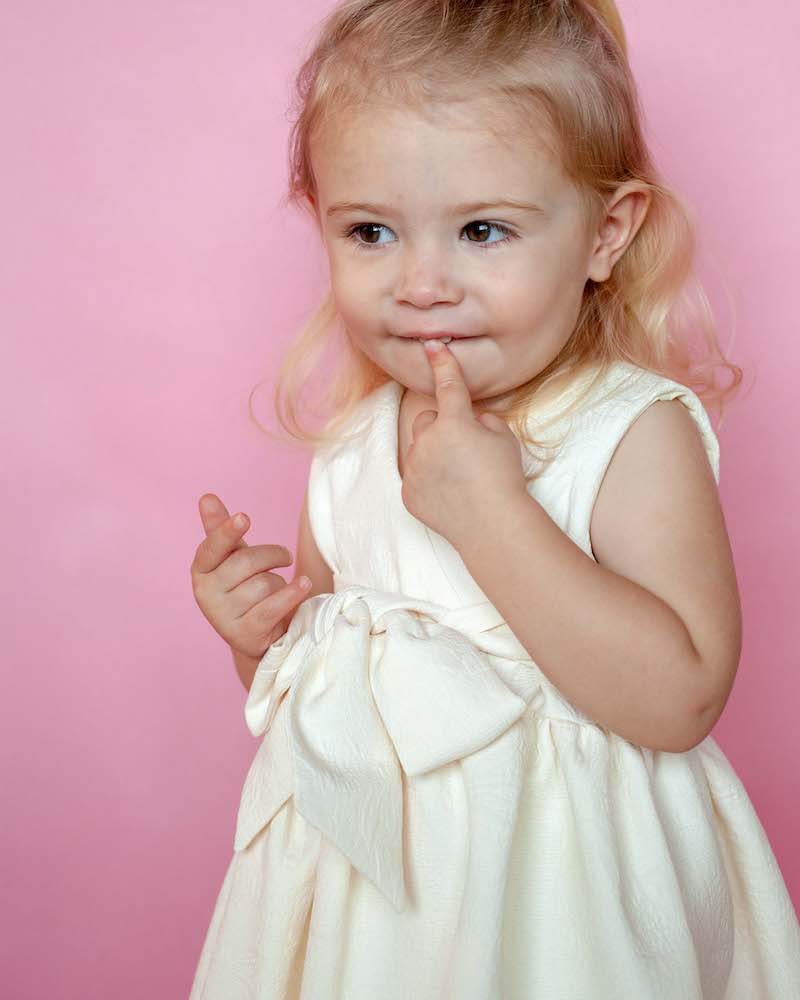 Evelyn James Cream Matelasse flower girl dress